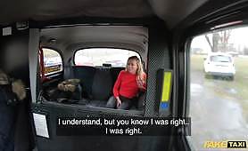 Fake taxi porn with a blonde slut fucked in a public place