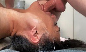 Shantel Dee gives a close-up blowjob to a thick cock